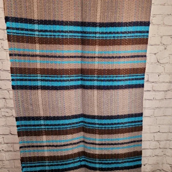 TWEEDMILL Recyled Wool Gray/Blue/Brown Stripe Blanket Throw72x60